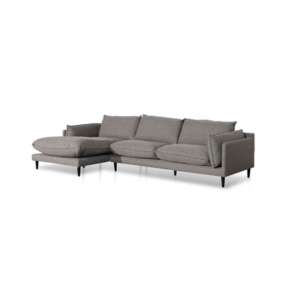 Four-Seater Left Chaise Fabric Sofa - Graphite Grey