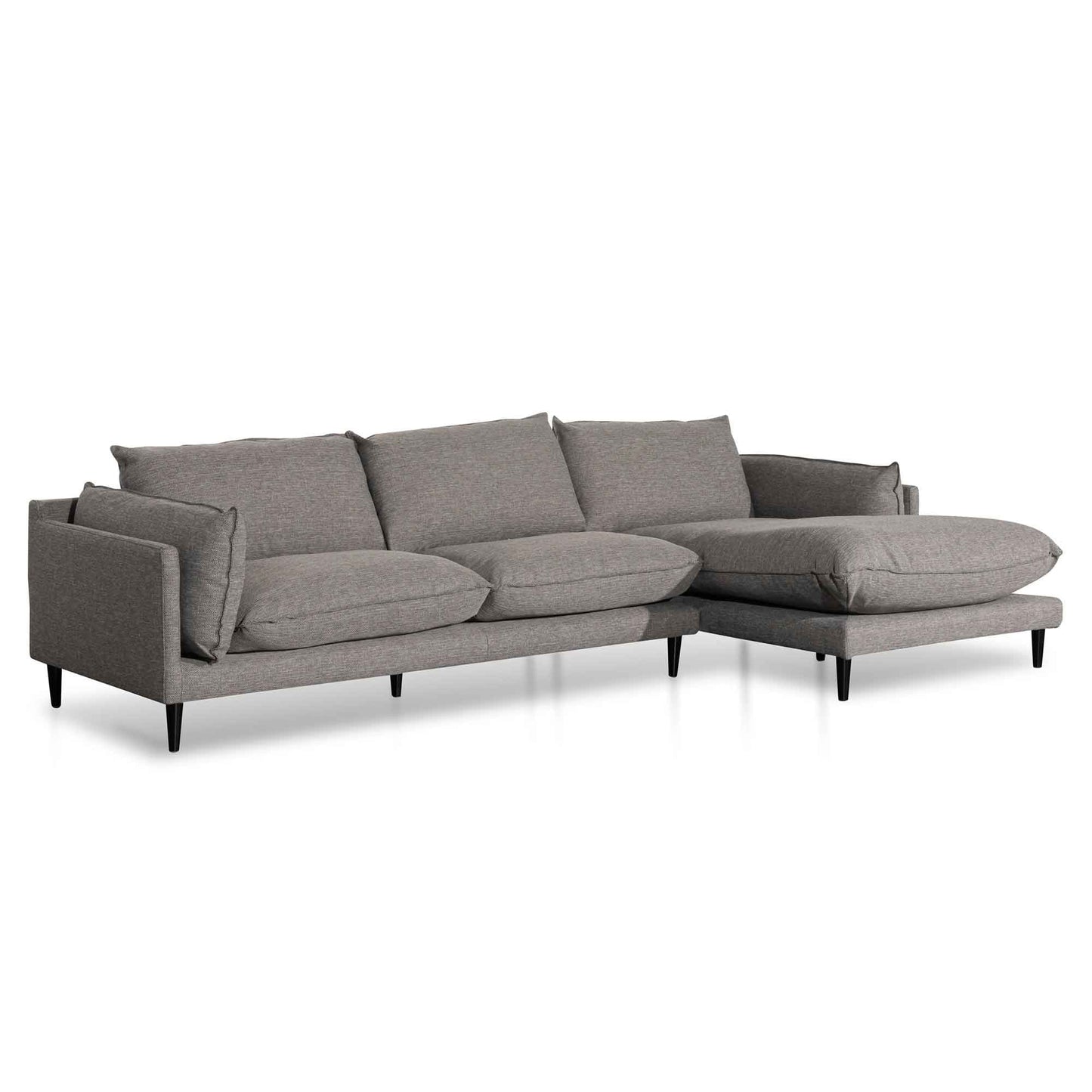 Four-Seater Right Chaise Fabric Sofa - Graphite Grey