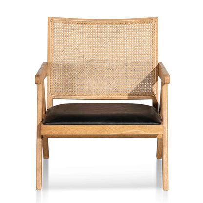 Distress Natural and Black Seat Rattan Armchair