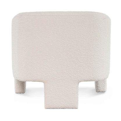 Ivory White Boucle Fabric Armchair