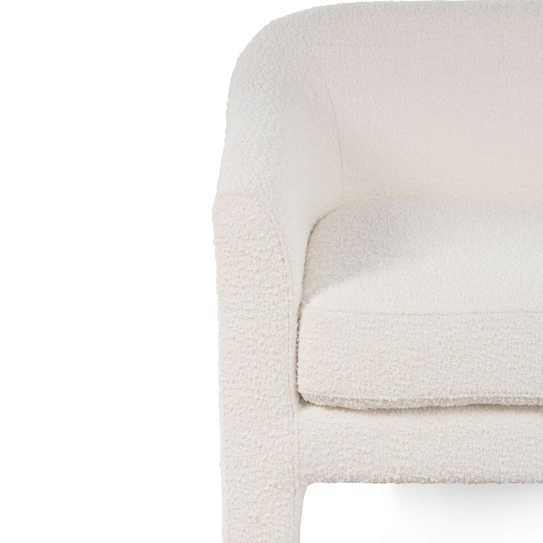 Ivory White Boucle Fabric Armchair