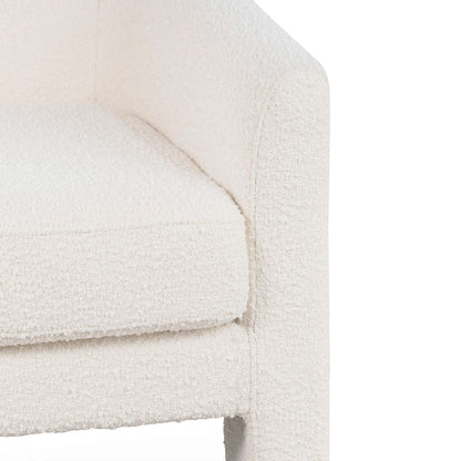 Ivory White Boucle Fabric Armchair