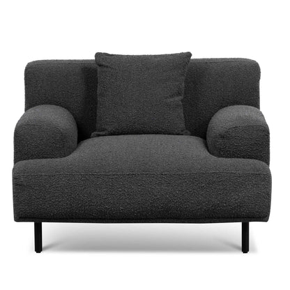 Charcoal Boucle Armchair with Black Legs