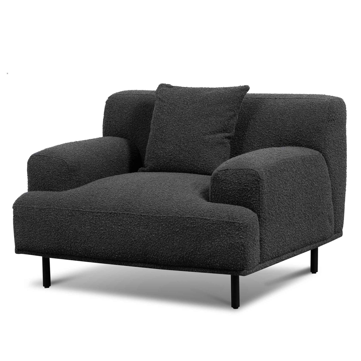 Charcoal Boucle Armchair with Black Legs