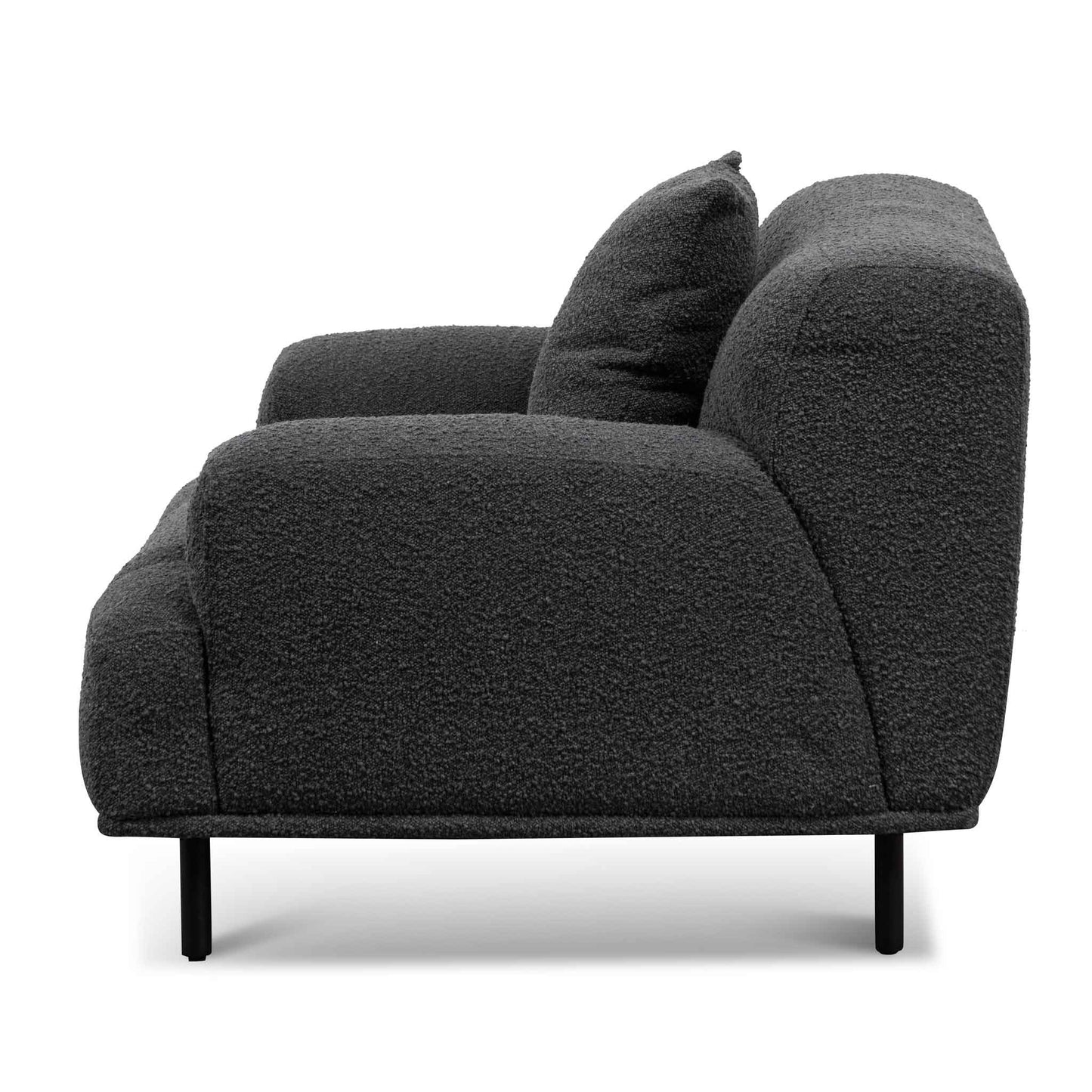 Charcoal Boucle Armchair with Black Legs