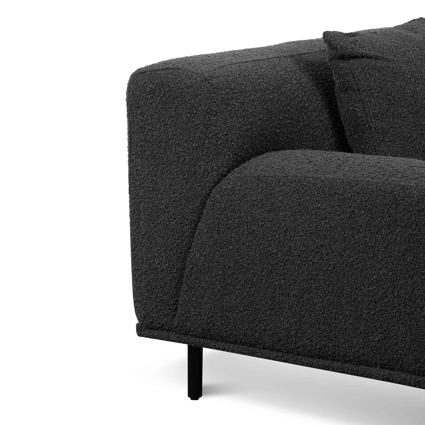 Charcoal Boucle Armchair with Black Legs