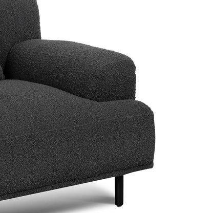 Charcoal Boucle Armchair with Black Legs