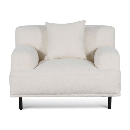 Ivory White Boucle Armchair with Black Legs