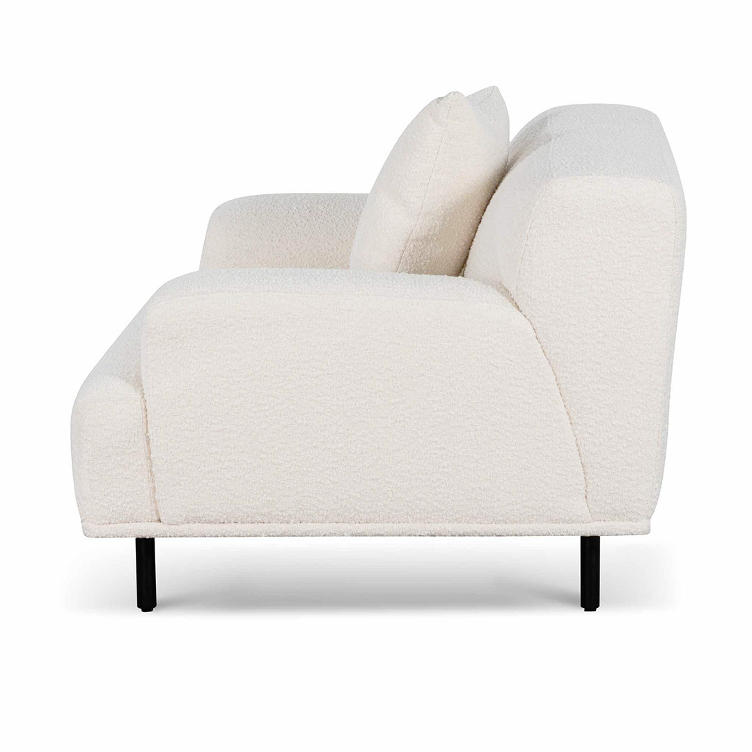 Ivory White Boucle Armchair with Black Legs