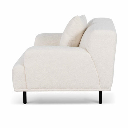 Ivory White Boucle Armchair with Black Legs