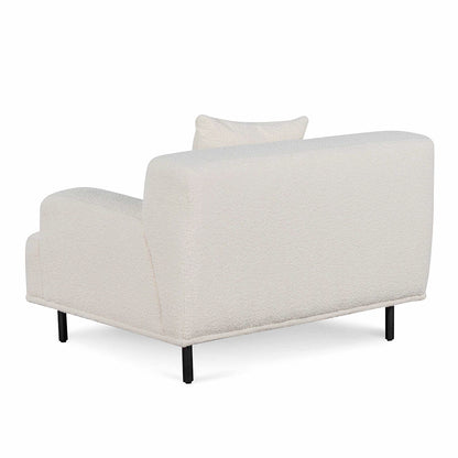 Ivory White Boucle Armchair with Black Legs