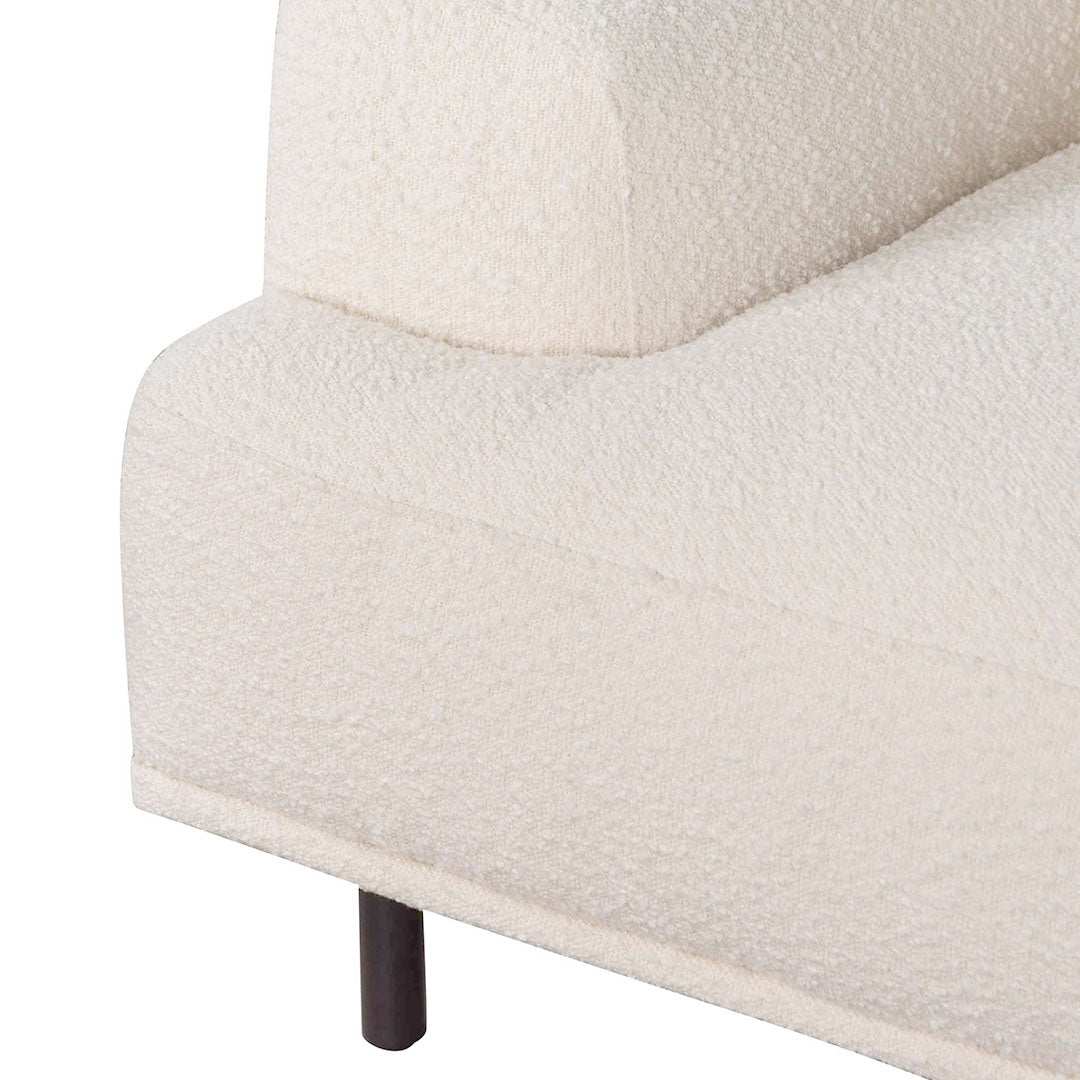 Ivory White Boucle Armchair with Black Legs