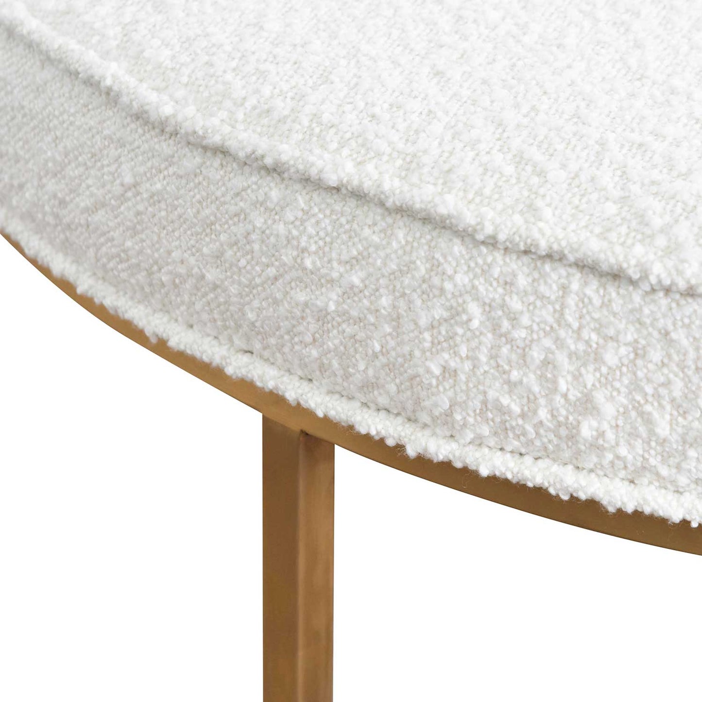 Ivory White Boucle Ottoman - 100cm Brushed Gold Base