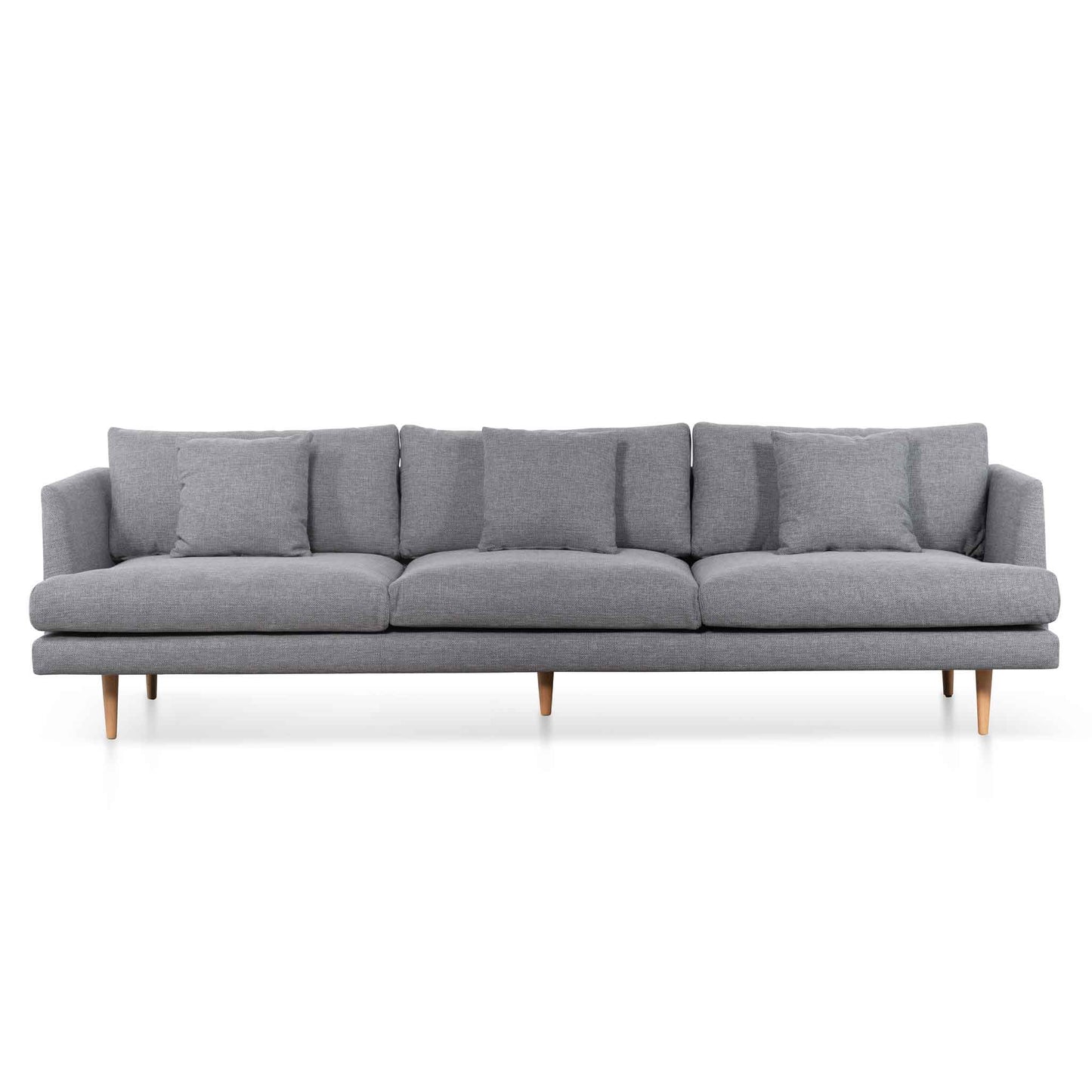 Four-Seater Fabric Sofa - Graphite Grey and Natural Legs