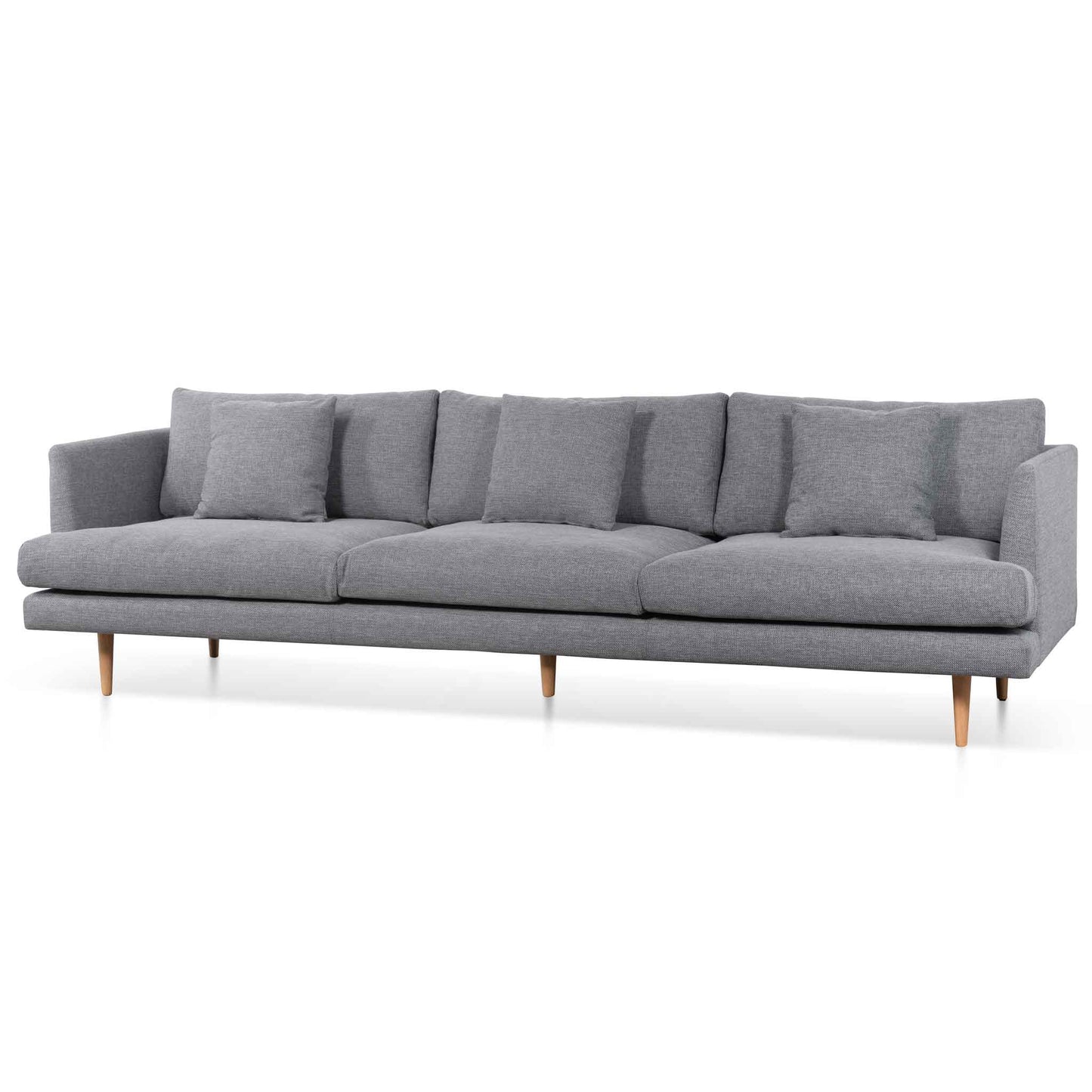 Four-Seater Fabric Sofa - Graphite Grey and Natural Legs