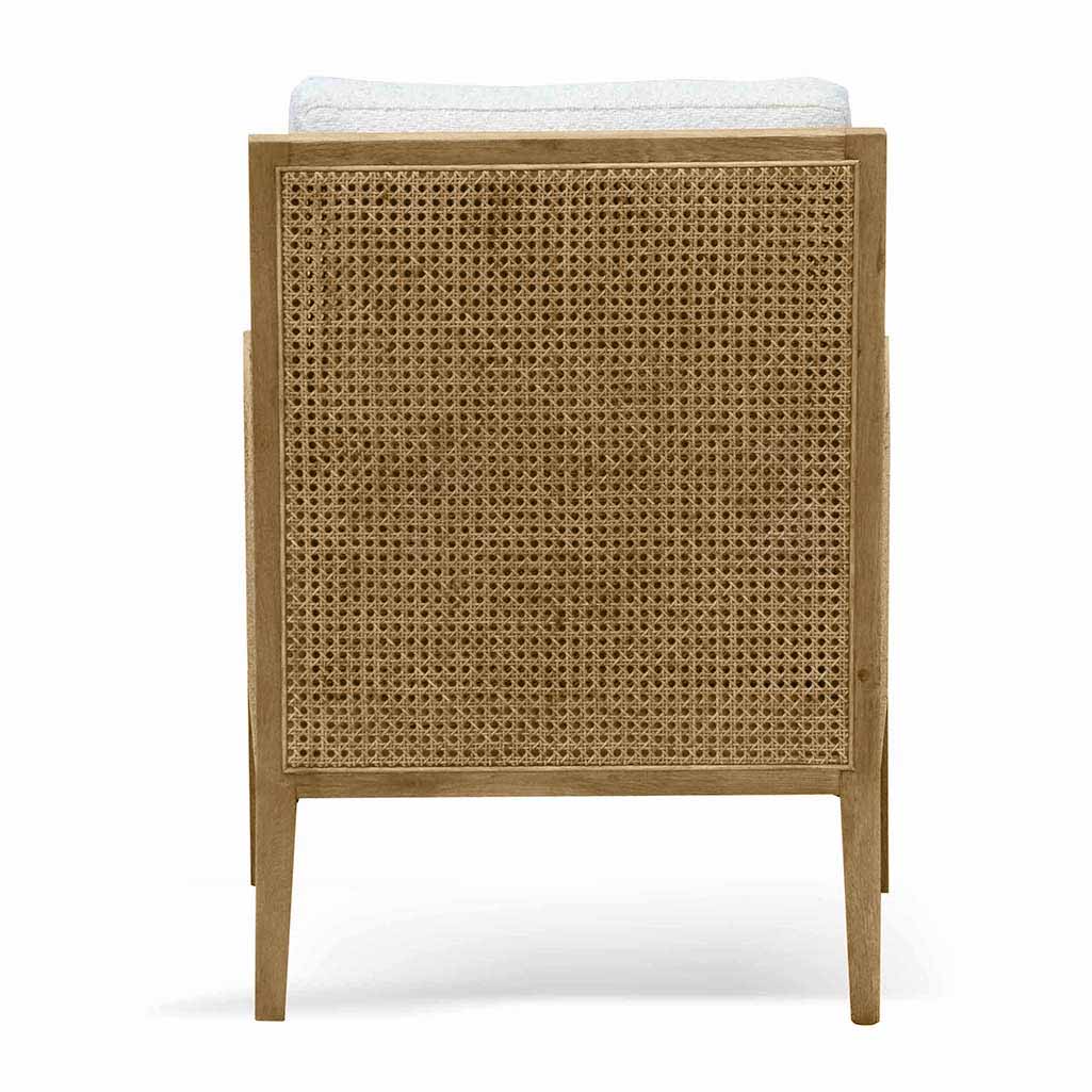 Ivory White Boucle Rattan Arm Chair