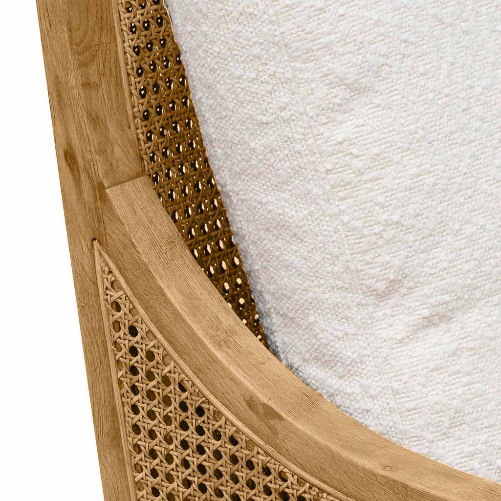 Ivory White Boucle Rattan Arm Chair