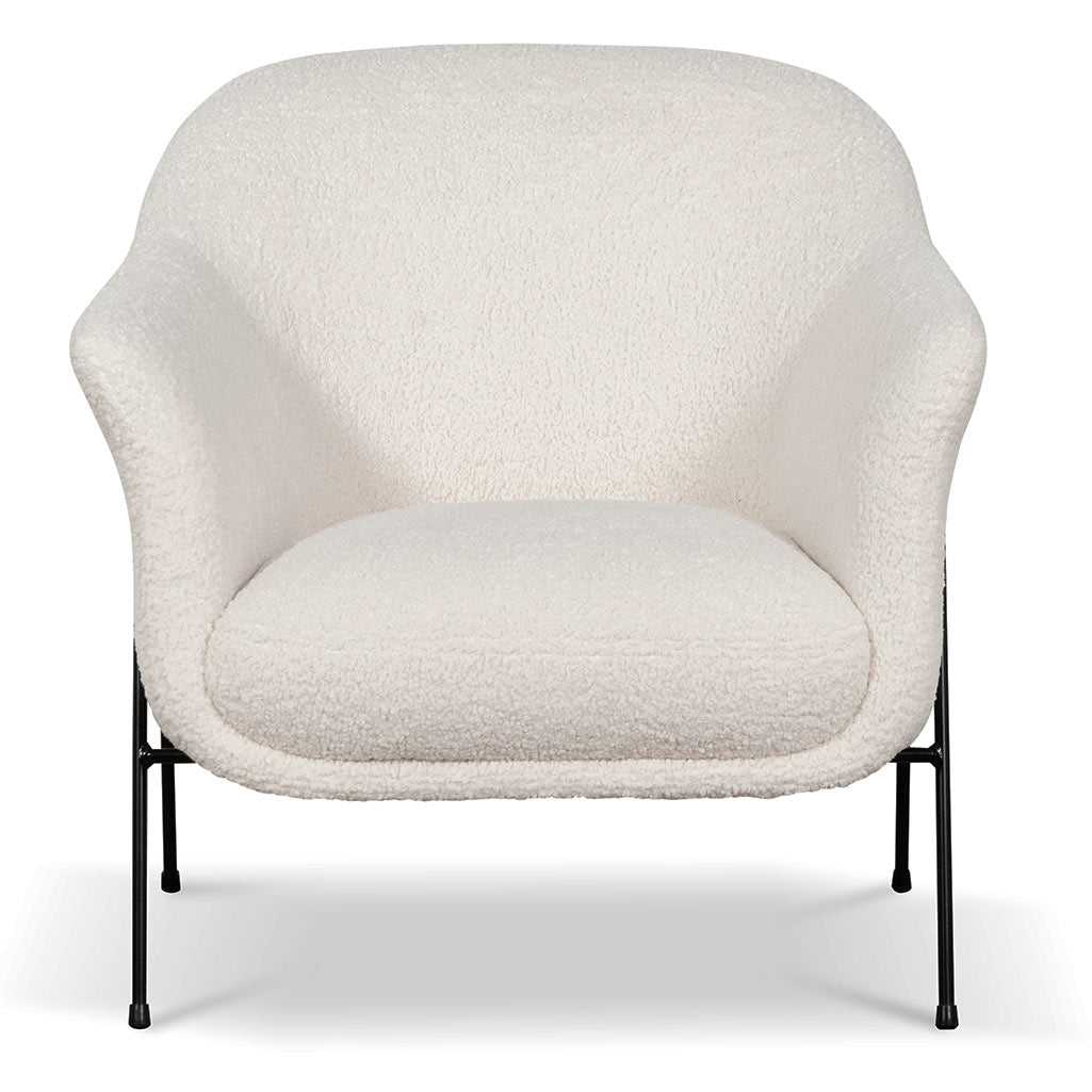 Ivory White Sherpa Armchair on Black Frame