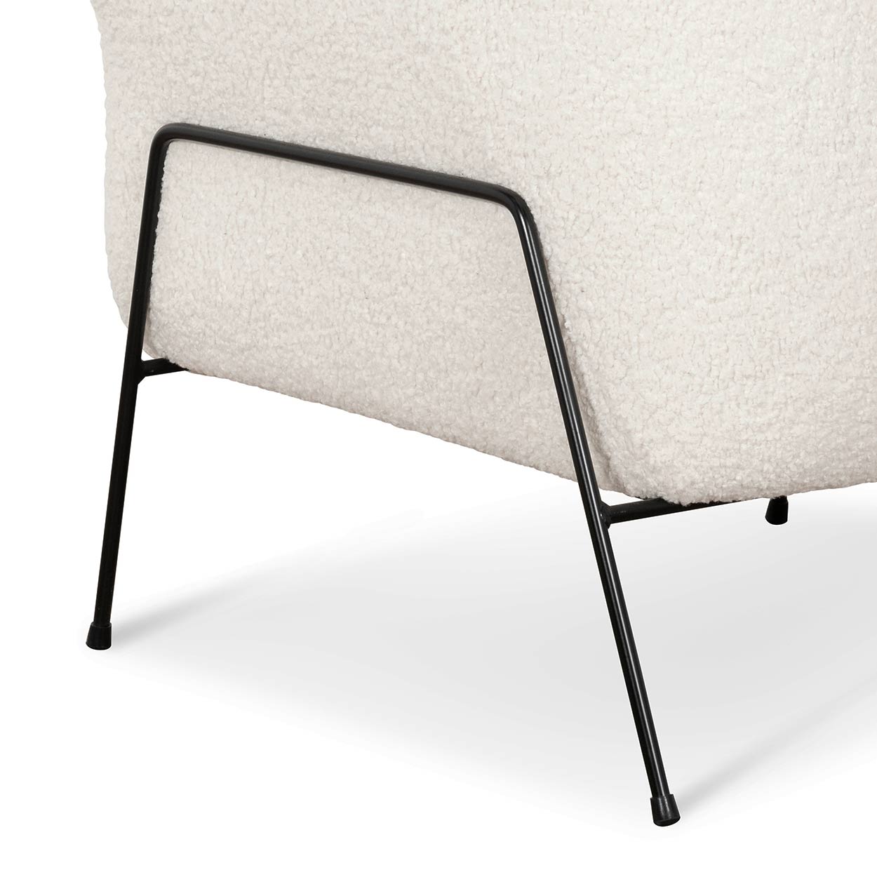 Ivory White Sherpa Armchair on Black Frame