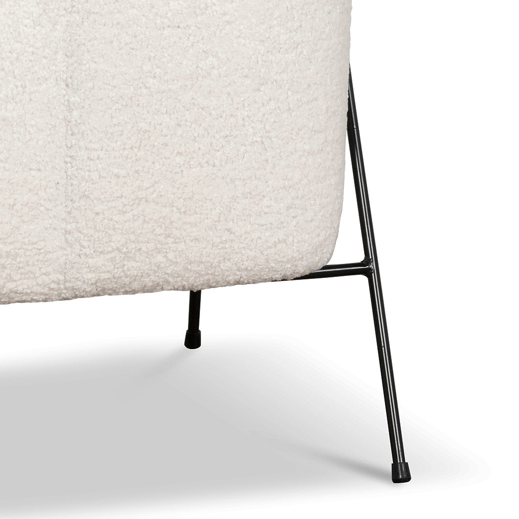 Ivory White Sherpa Armchair on Black Frame