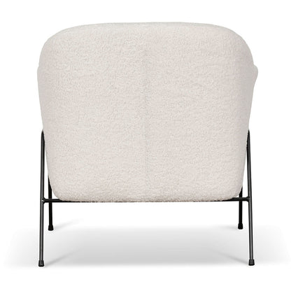 Ivory White Sherpa Armchair on Black Frame