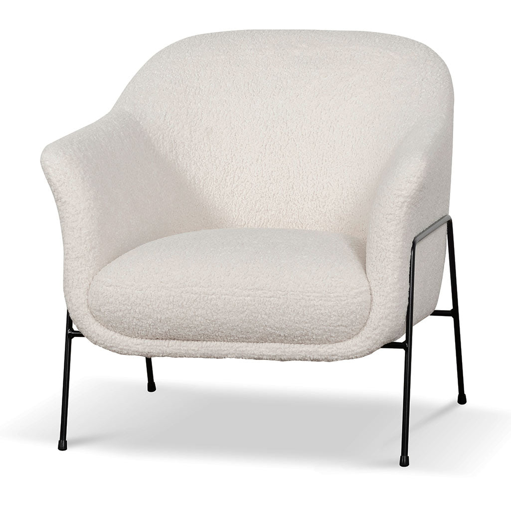 Ivory White Sherpa Armchair on Black Frame