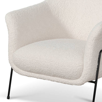 Ivory White Sherpa Armchair on Black Frame