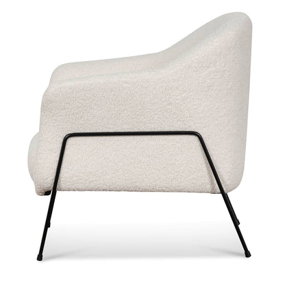 Ivory White Sherpa Armchair on Black Frame