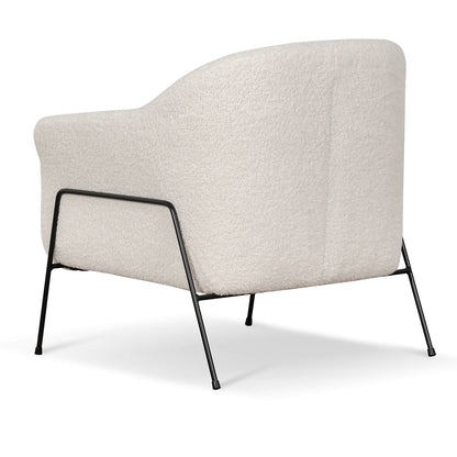 Ivory White Sherpa Armchair on Black Frame