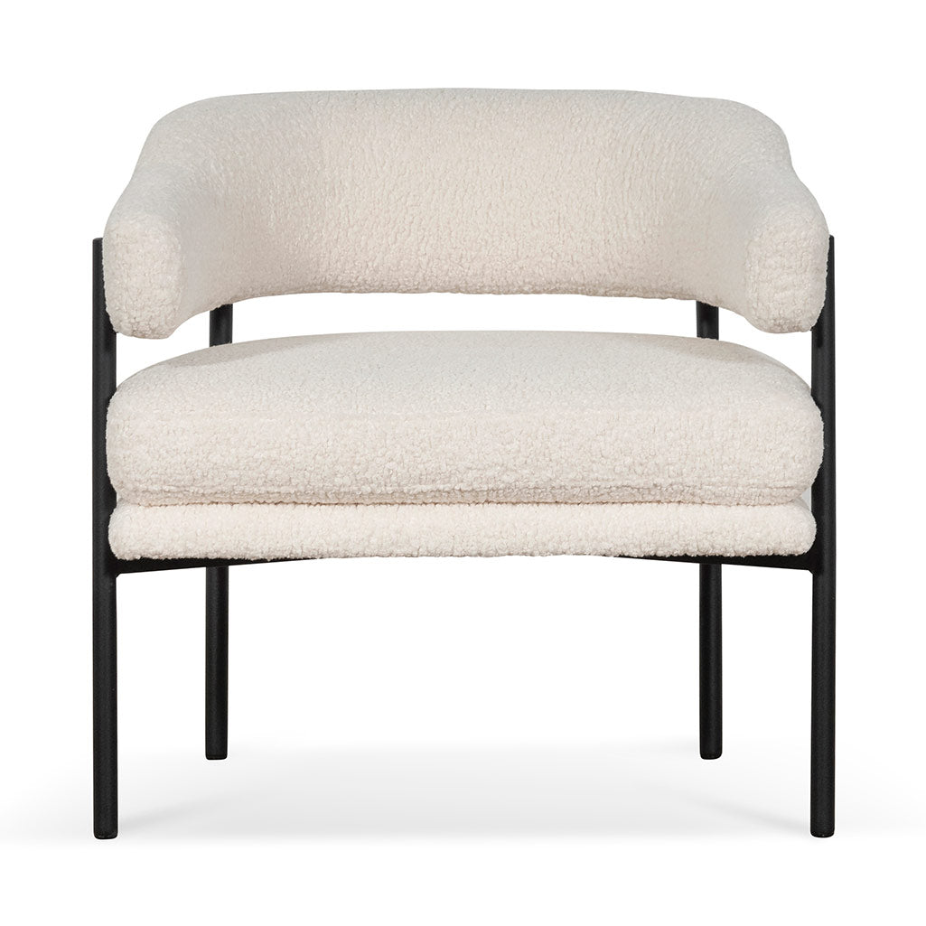 Ivory White Sherpa Armchair with Black Legs