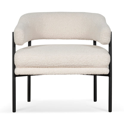 Ivory White Sherpa Armchair with Black Legs