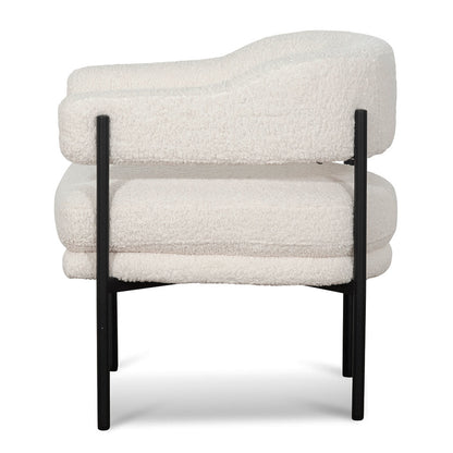 Ivory White Sherpa Armchair with Black Legs