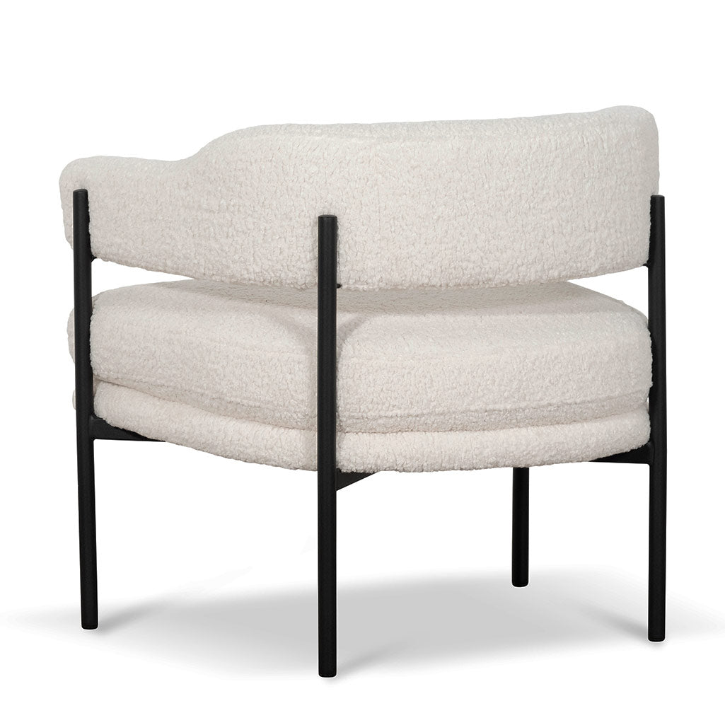 Ivory White Sherpa Armchair with Black Legs