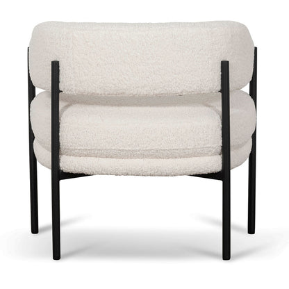 Ivory White Sherpa Armchair with Black Legs