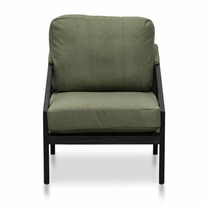 Black Frame Green Fabric Lounge Chair