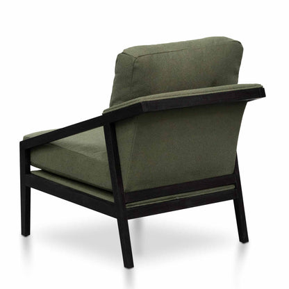 Black Frame Green Fabric Lounge Chair