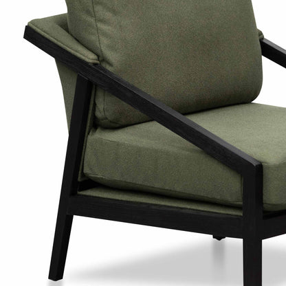 Black Frame Green Fabric Lounge Chair