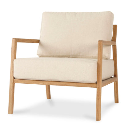 Light Beige Fabric Wingback Armchair