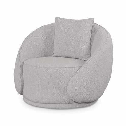 Curved Ash Grey Boucle Armchair