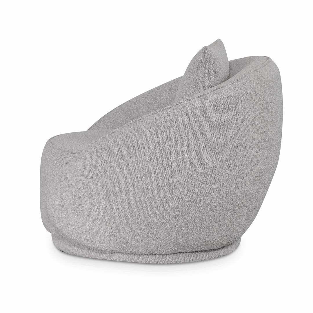 Curved Ash Grey Boucle Armchair