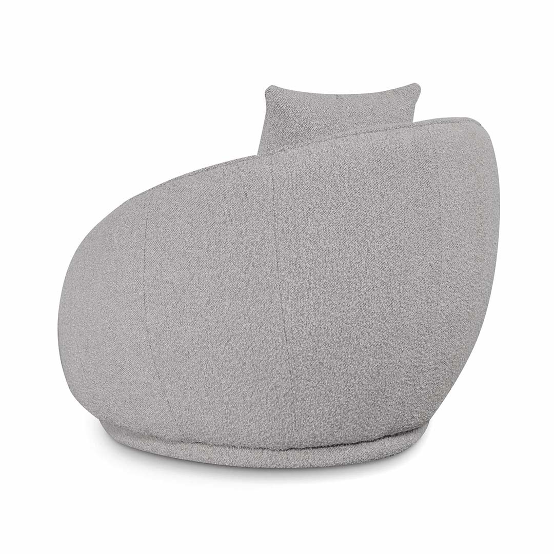 Curved Ash Grey Boucle Armchair