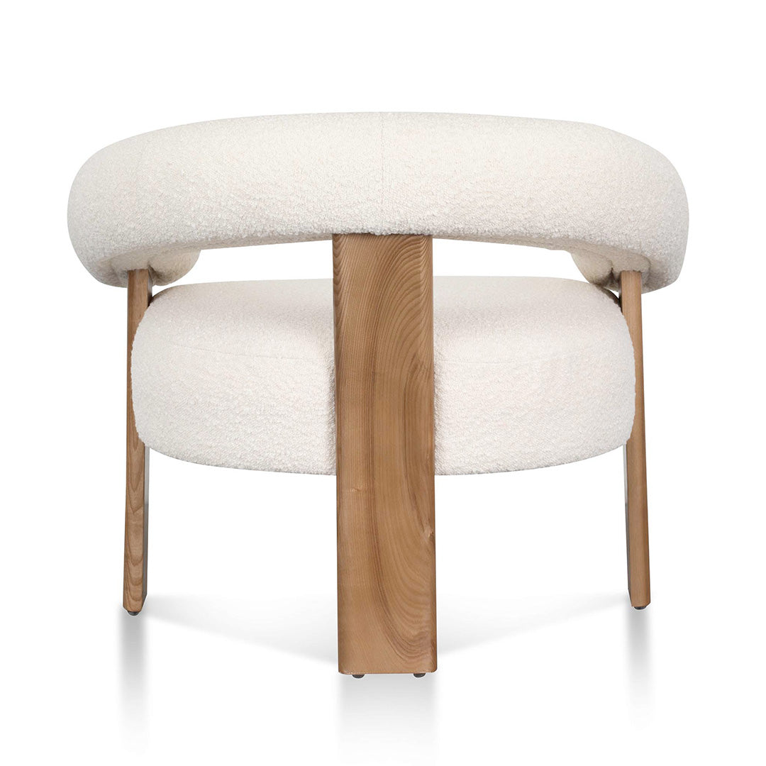 Ivory White Boucle Armchair with Natural Legs