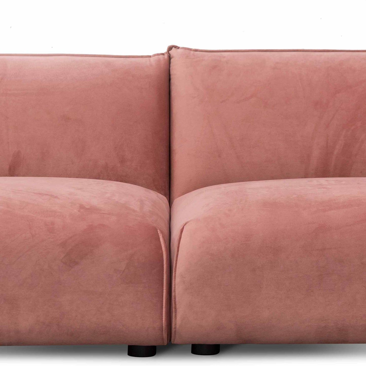 Three-Seater Sofa - Blush Pink Velvet With Brass Frame