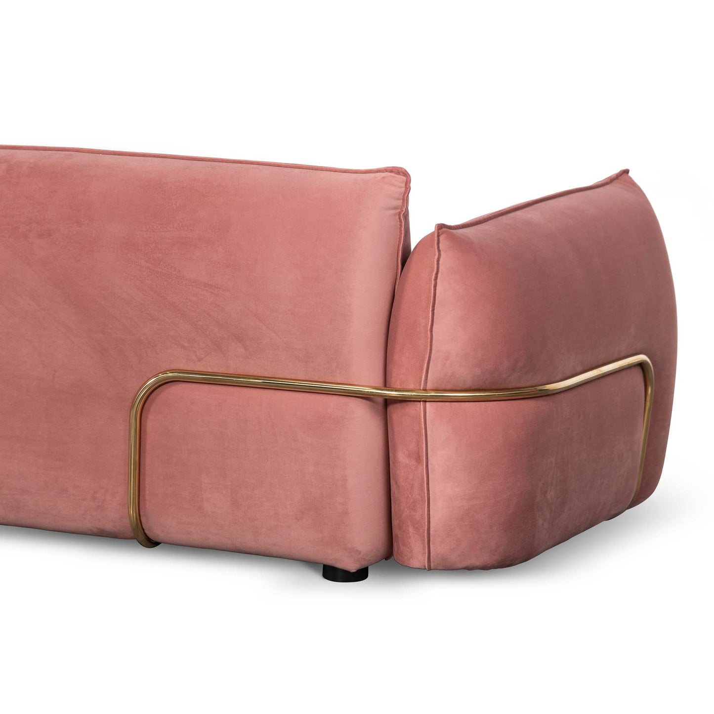 Three-Seater Sofa - Blush Pink Velvet With Brass Frame