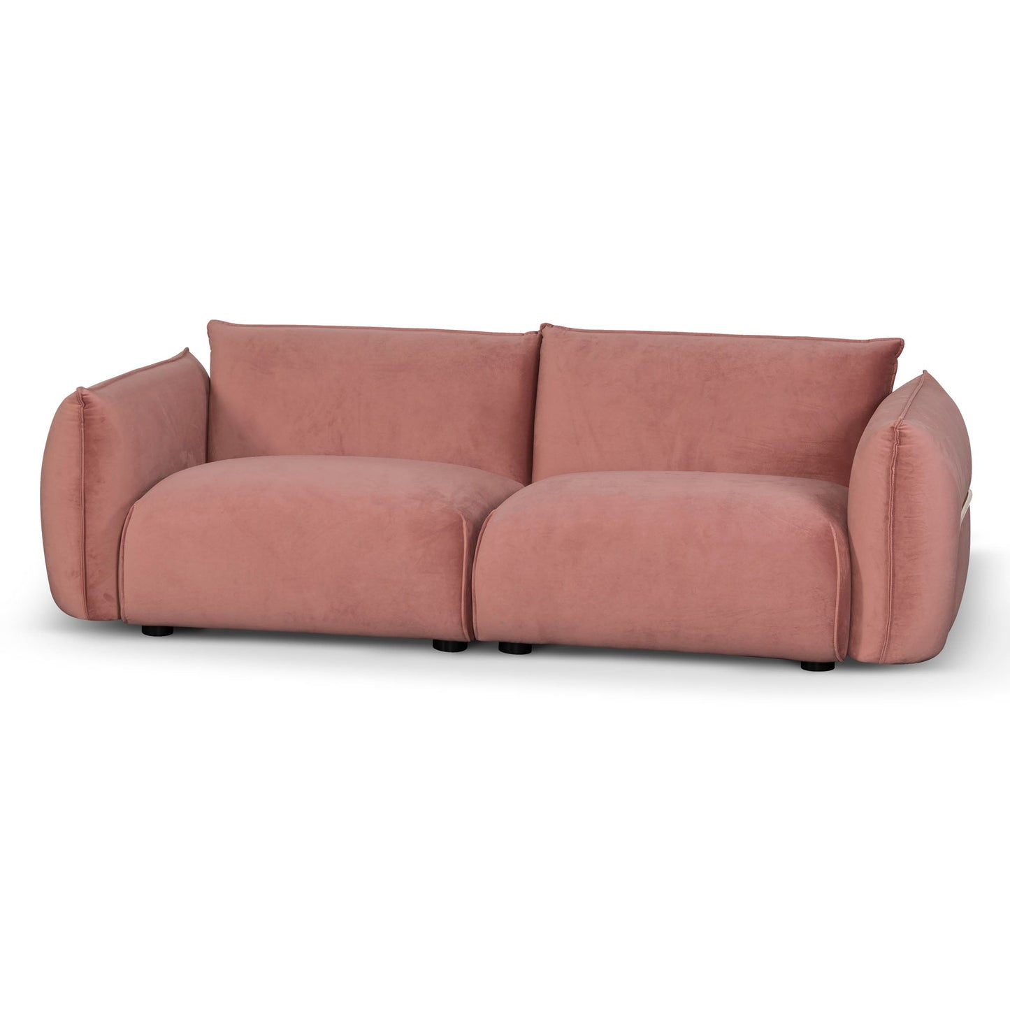 Three-Seater Sofa - Blush Pink Velvet With Brass Frame