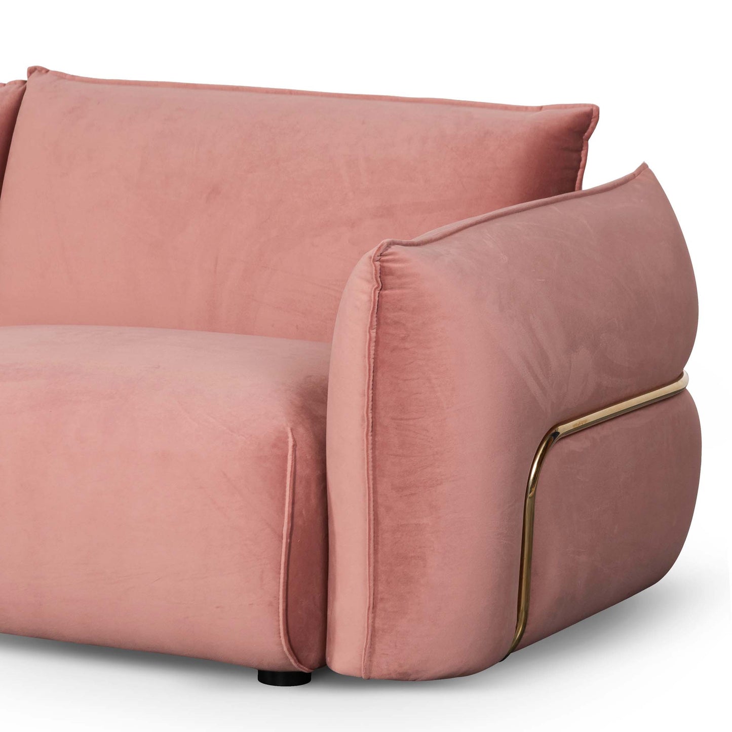 Three-Seater Sofa - Blush Pink Velvet With Brass Frame