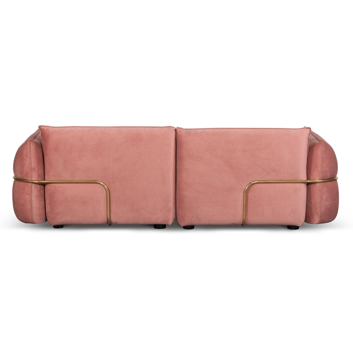 Three-Seater Sofa - Blush Pink Velvet With Brass Frame