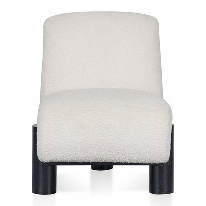 Ivory White Boucle Armchair with Black Legs