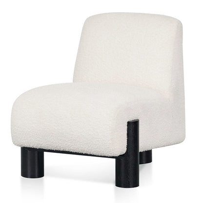 Ivory White Boucle Armchair with Black Legs