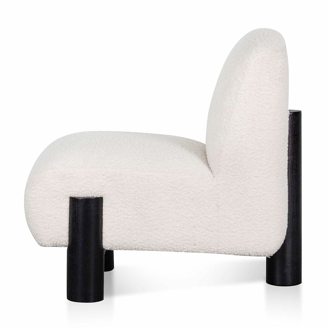 Ivory White Boucle Armchair with Black Legs